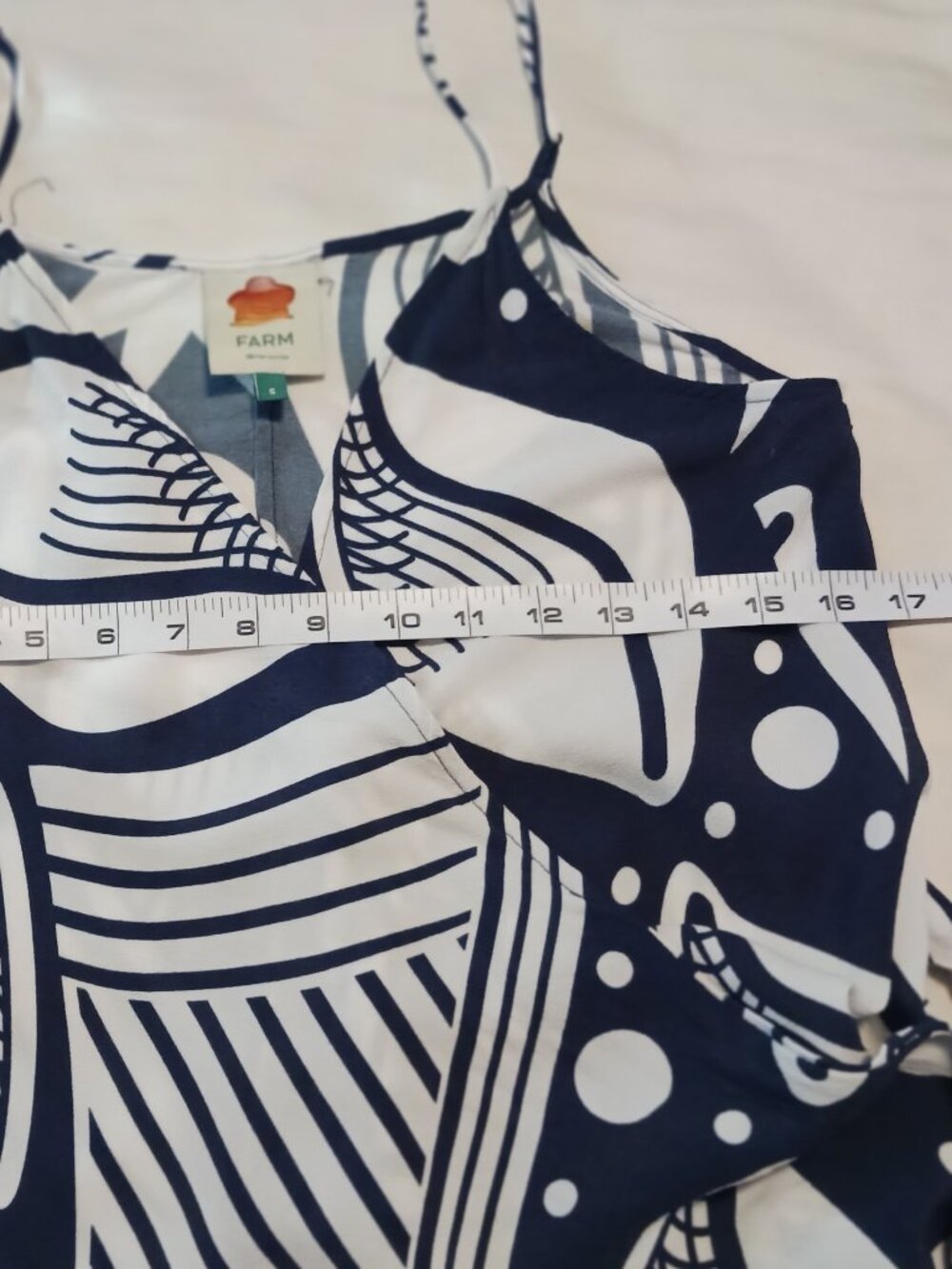 Farm Rio blue and white print mini wrap dress - Picture 8 of 9